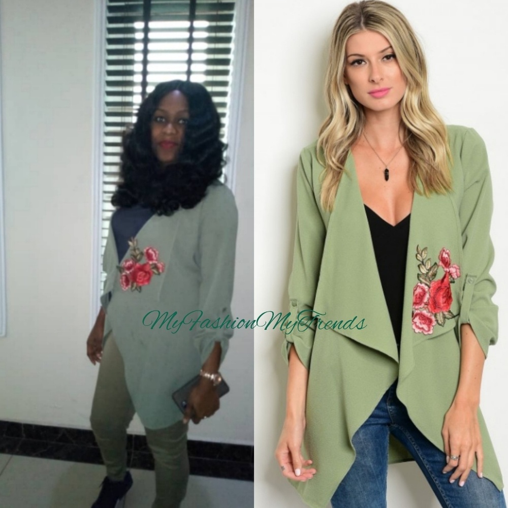 💕Sage Rose Patch Blazer - Picture 2 of 5